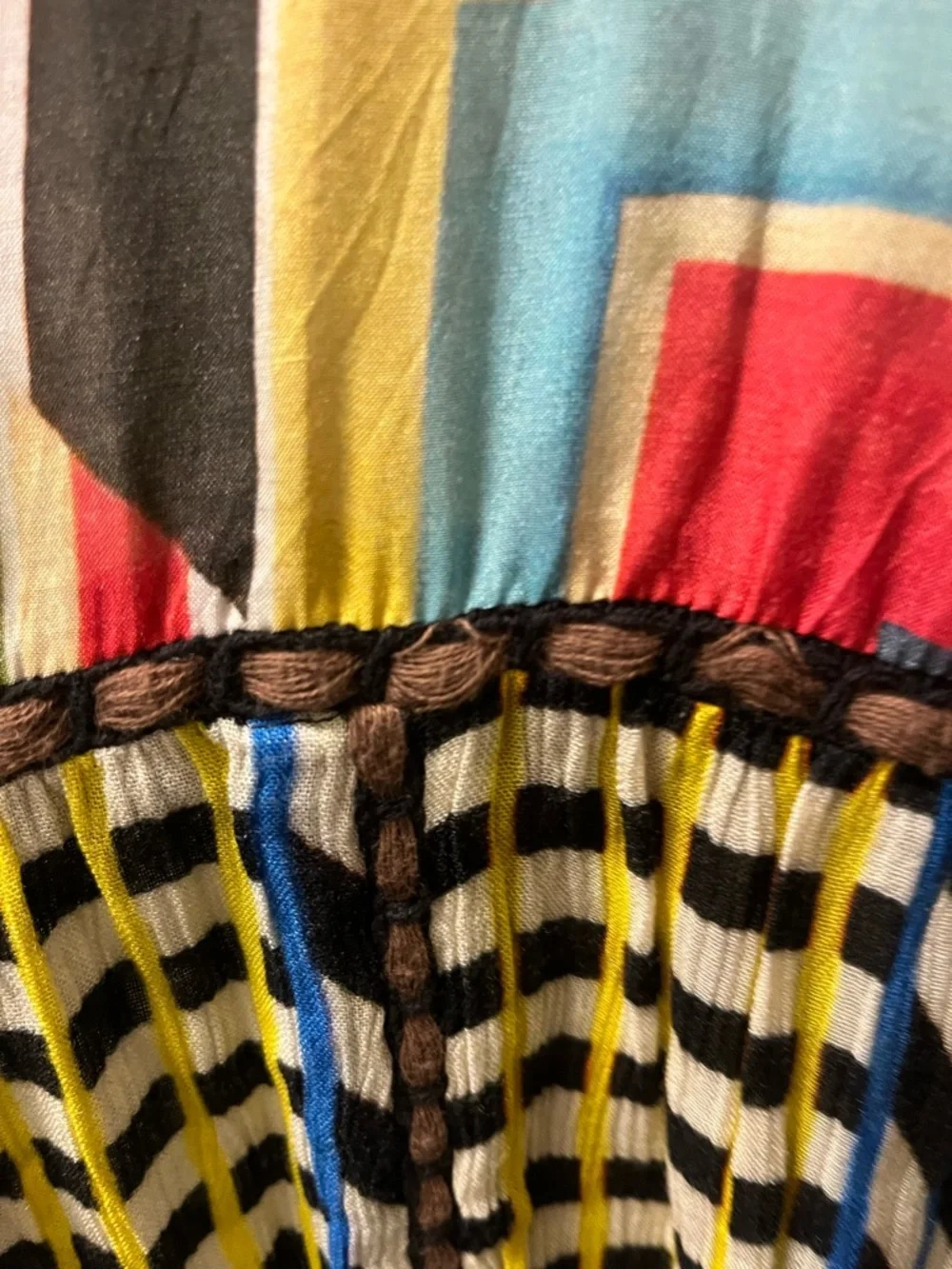 Anthropologie Conditions Apply Multi-Color Geometric Boho Blouse Plus Size 2X - Picture 4 of 8